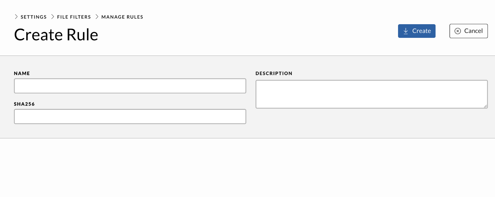 Create file filter rule view