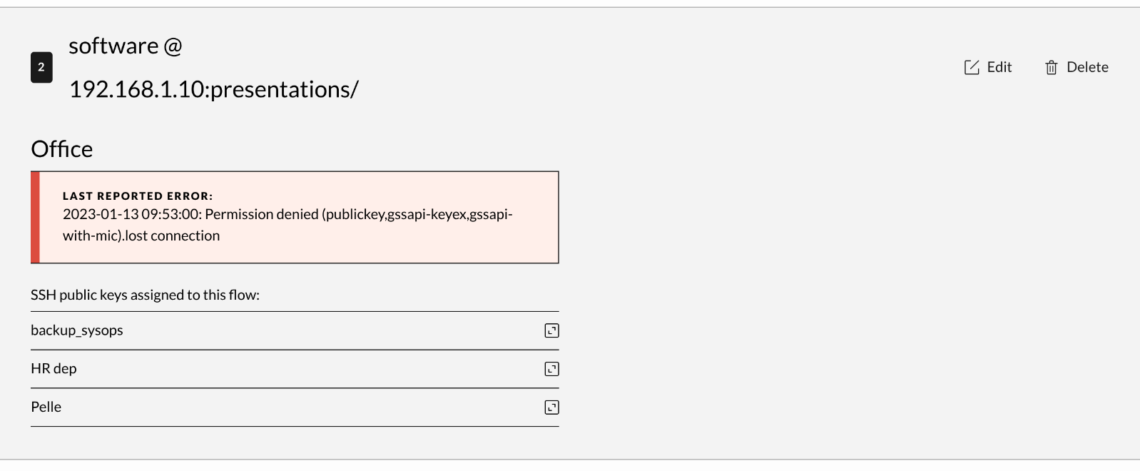 Flow destination error