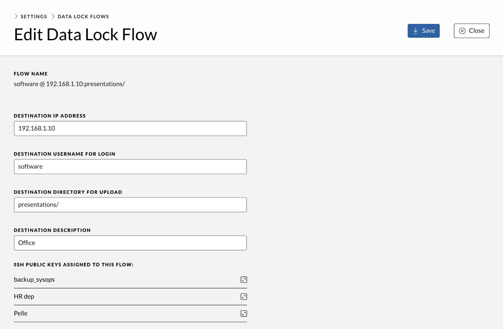 Flow key detail