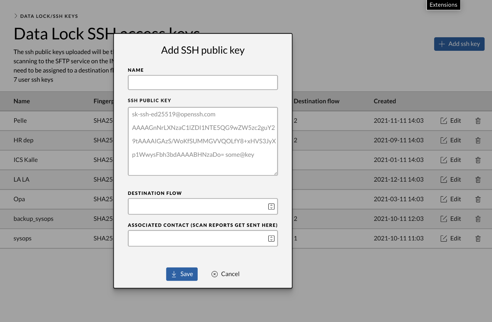 Upload SSH keys