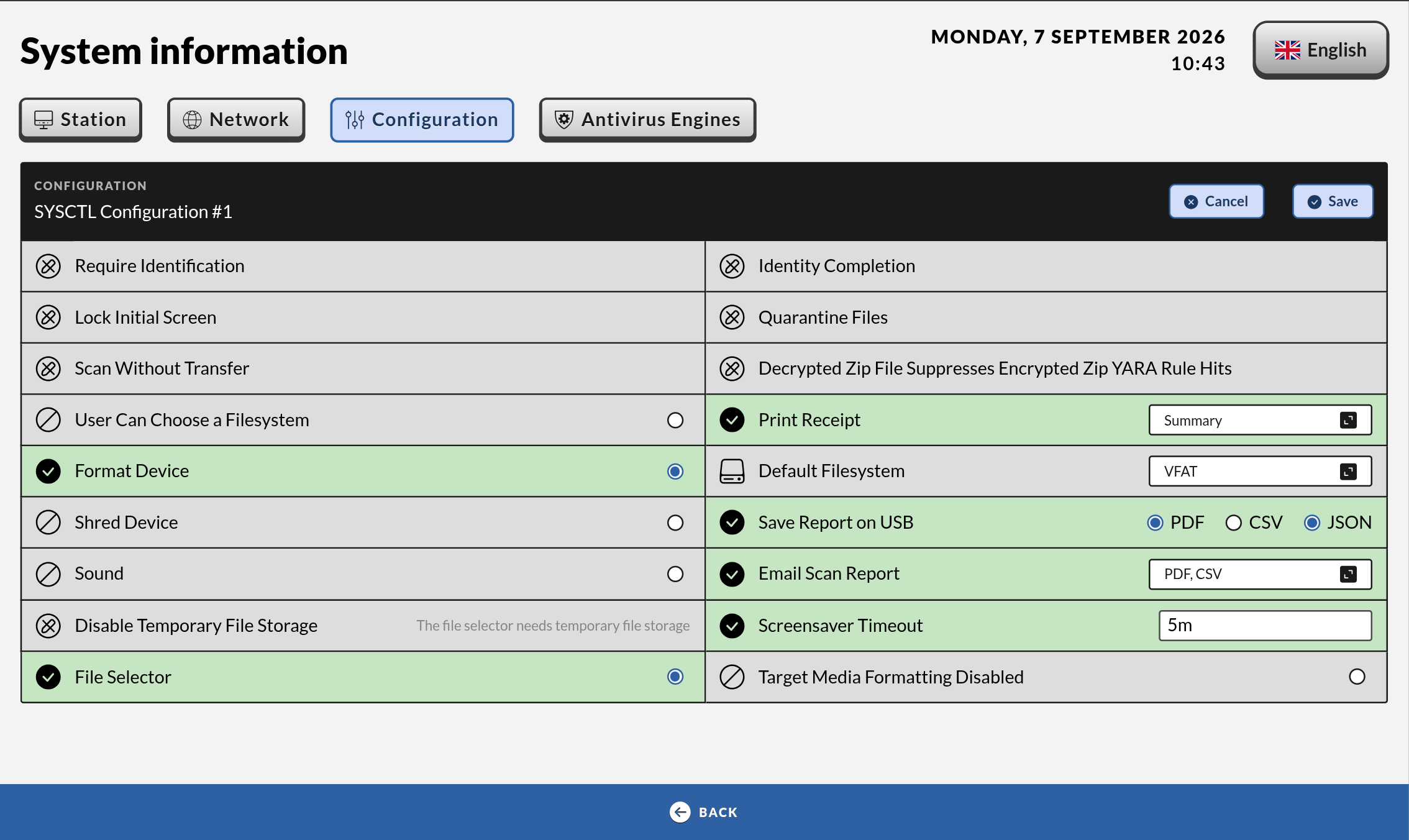 Editable settings on offline stations