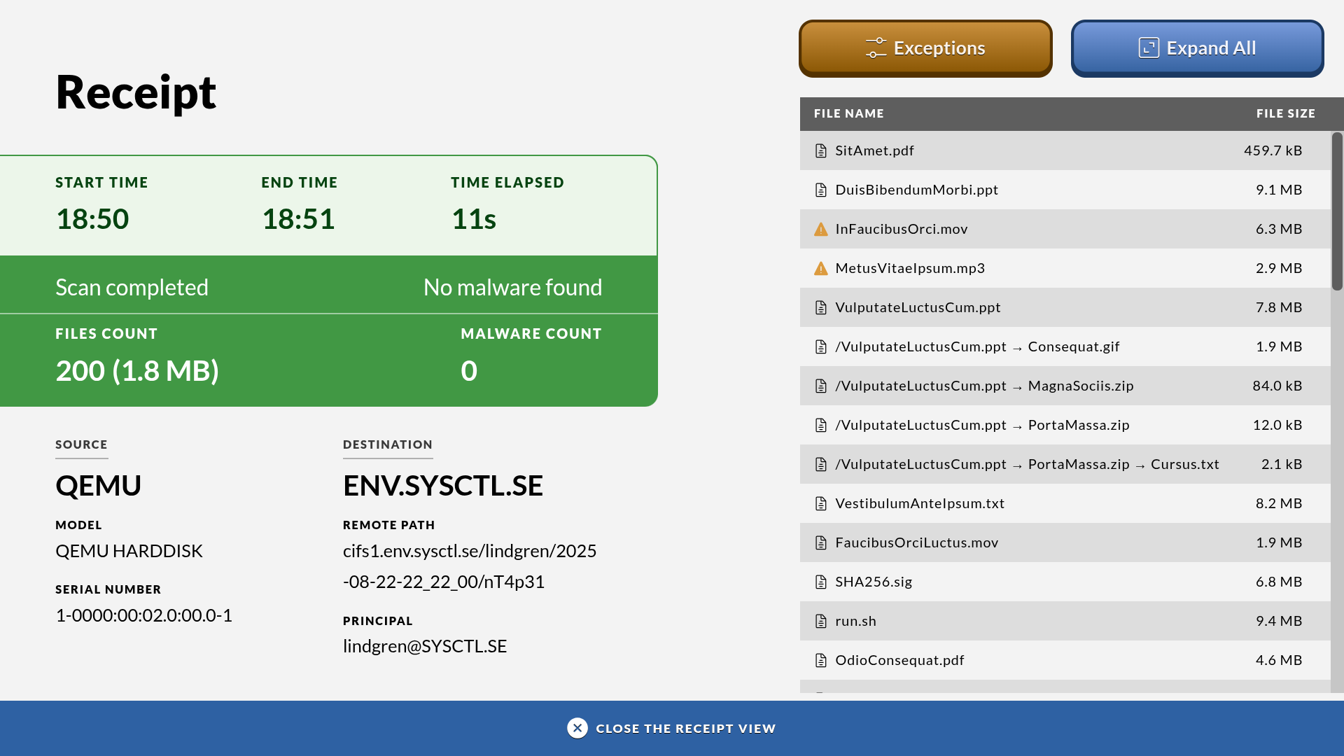 Summary view for Xtransfer